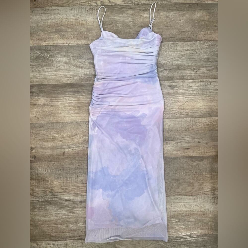 ZARA Blogger Fave Printed Ruched Midi Dress NWT - Picture 15 of 16